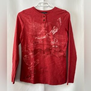 Women's Vintage LRL Lauren Jeans CO. 100% Cotton Henley Shirt Graphic Graffiti S